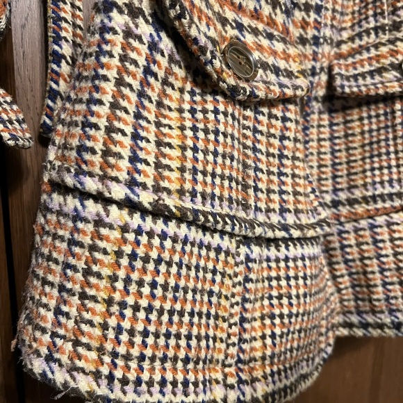 Vintage 60’s 70’s inspired Zara blazer coat plaid tweed jacket size S small. - Picture 9 of 13